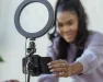 a woman doing a tiktok video
